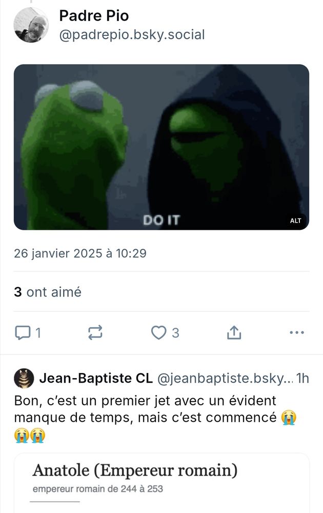 Un certain Padre Pio qui encourage un certain Jean Baptiste à créer des pages Wiki... et qui fait l'effarouché quand ledit Jean Baptiste fait ce qu'on lui a demandé 🤨
