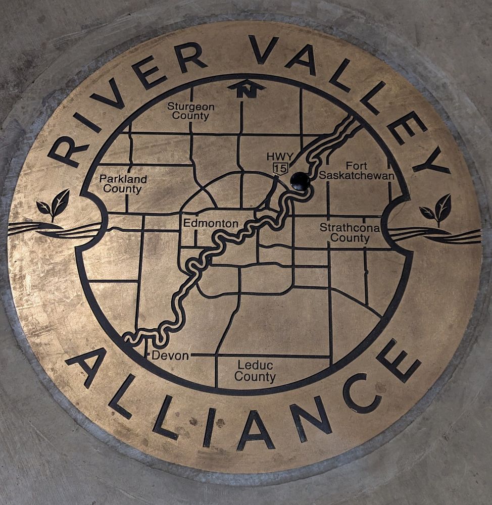 River Valley alliance plaque marking the location of the new bridge.