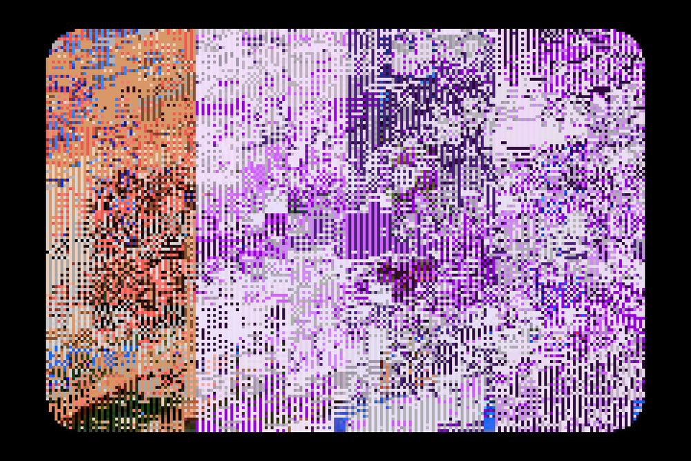 Abstract geometric art constructed from a heavily edited ROM corruption.