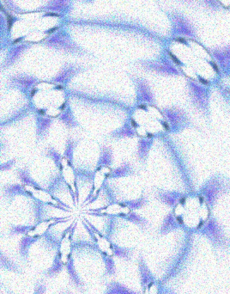 Abstract geometric art. An imperfect and grainy kaleidoscopic pattern.