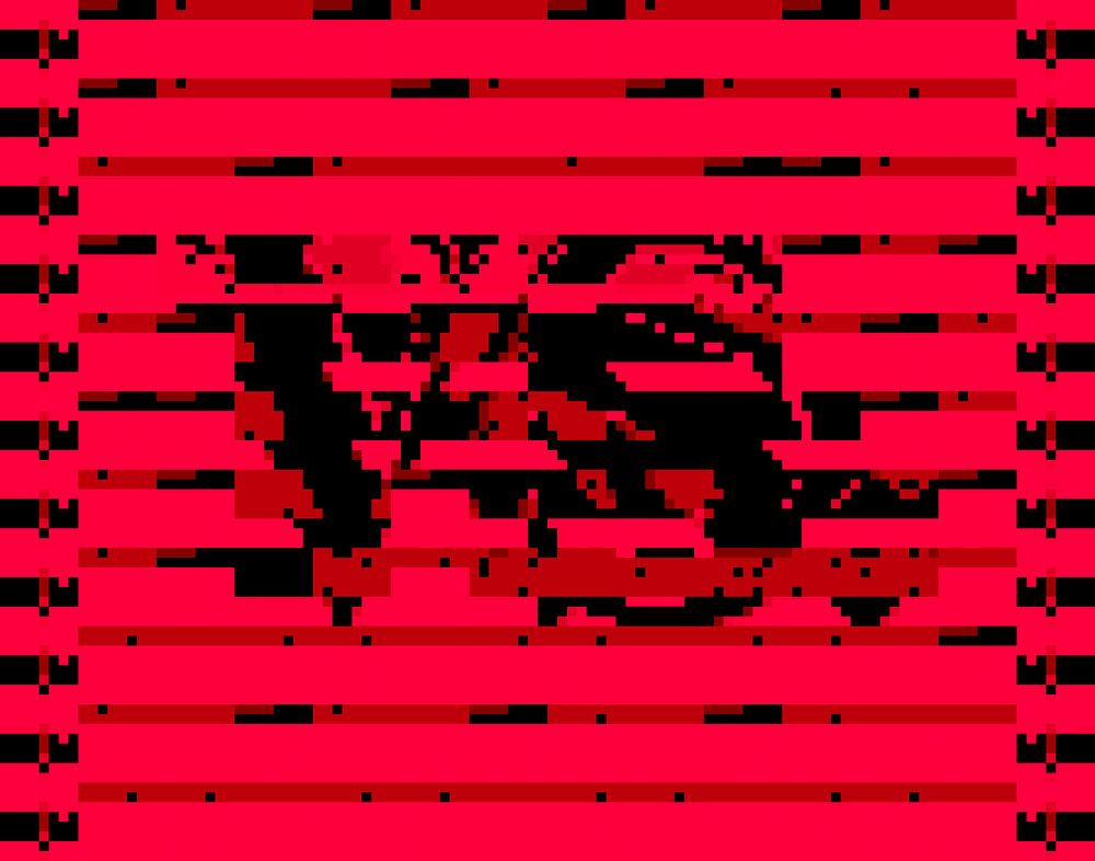 Abstract geometric art crafted from a ROM corruption. The text "vs." is visible.