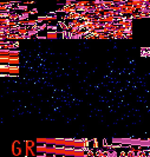 Abstract geometric art constructed from a ROM corruption.