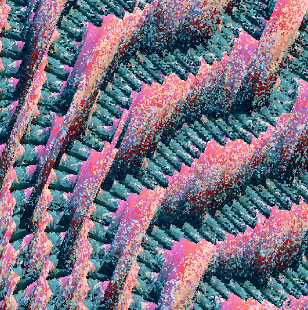Abstract geometric art crafted by databending and pixel sorting.