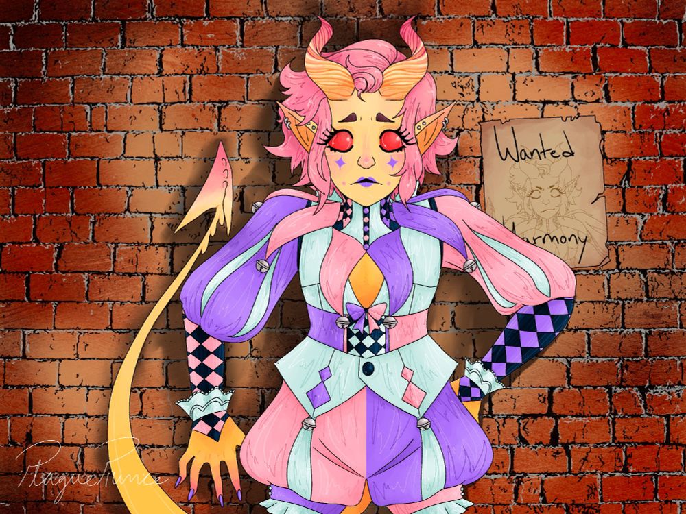 Same picture as the first but with the dark layers over top and lighting effects removed to show how the character was coloured without lighting effects.