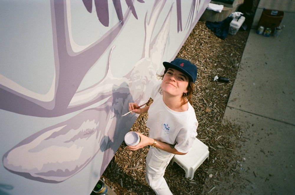 Image of me painting the mule deer. 