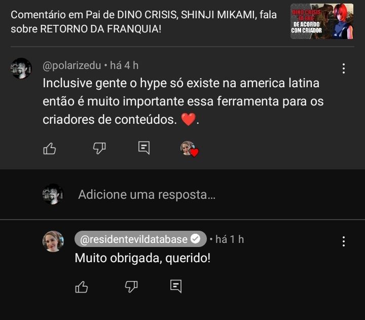 Coração da Moni nos comentários