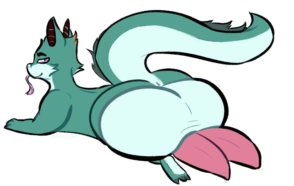 anthro lizard lying on front, displaying hyper balls & two hyper penises while looking back at the viewer