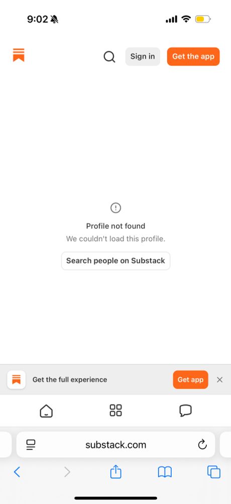 what it looked like when i tried to view his profile at 9:02pm ET