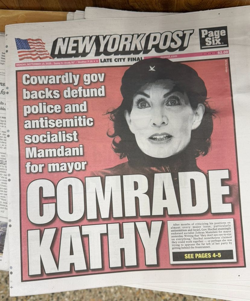 NY Post cover from september that says “COMRADE KATHY” with a photoshopped photo of kathy hochul 