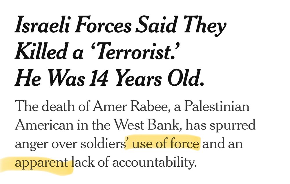 NYT: Israeli Forces Said They Killed a ‘Terrorist.’ He Was 14 Years Old.

The death of Amer Rabee, a Palestinian American in the West Bank, has spurred anger over soldiers’ use of force and an apparent lack of accountability.