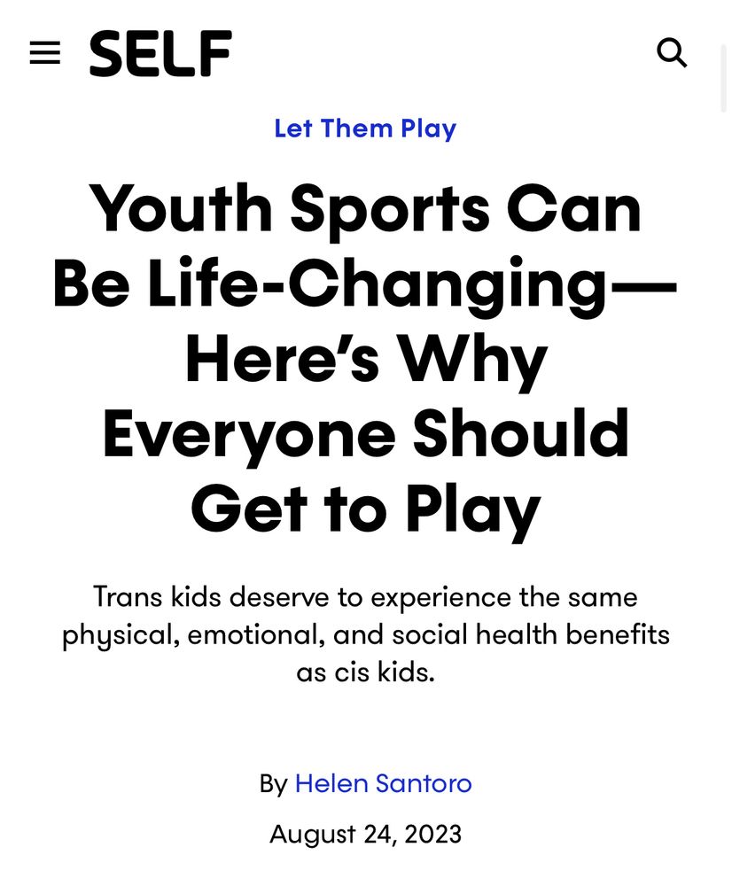 SELF headline: Youth Sports Can Be Life-Changing—Here’s Why Everyone Should Get to Play