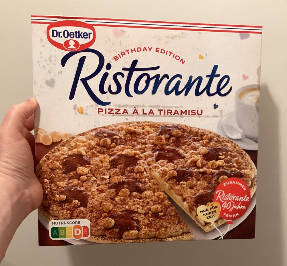 A pizza with tiramisu topping