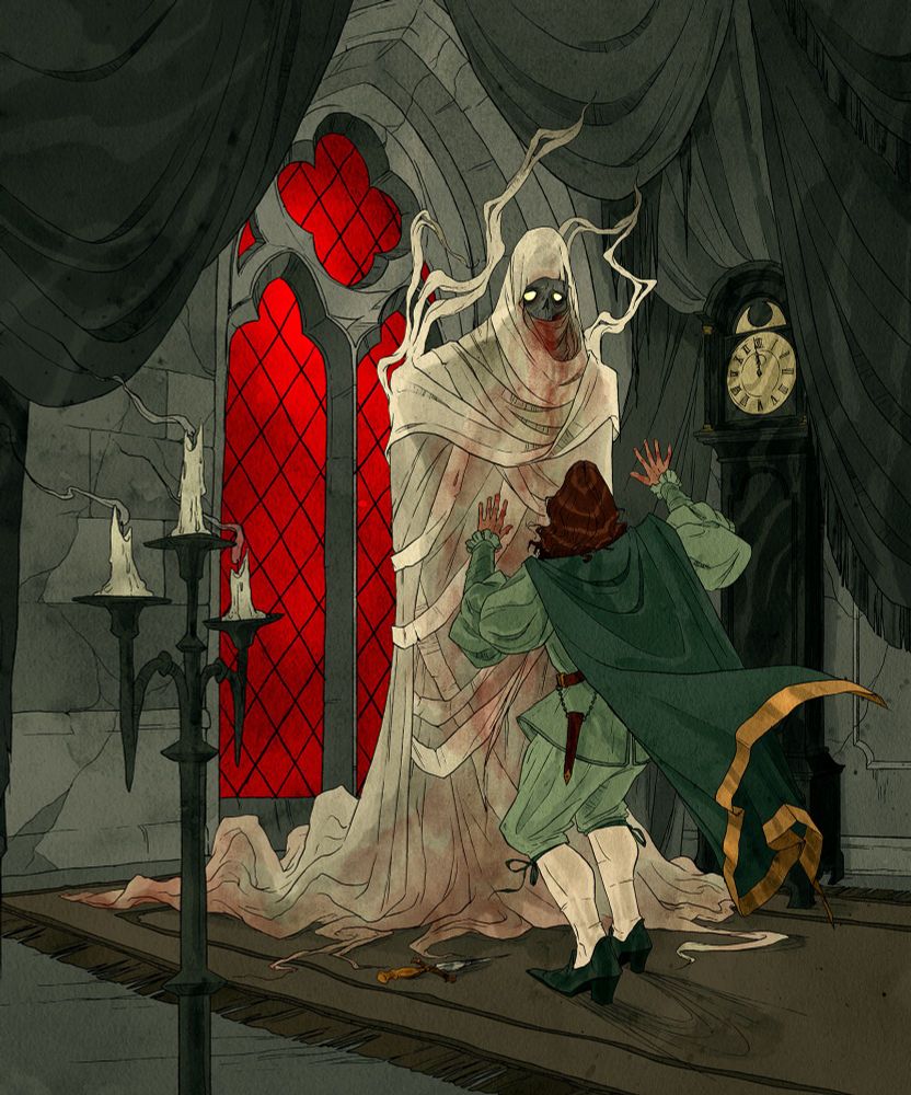 stylized illustration of "The Masque of the Red Death" from the book "The Edgar Allan Poe Collection"