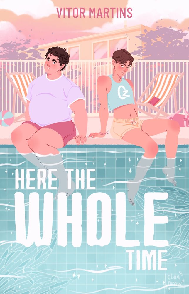 Two teenagers are sitting on the edge of a pool. 