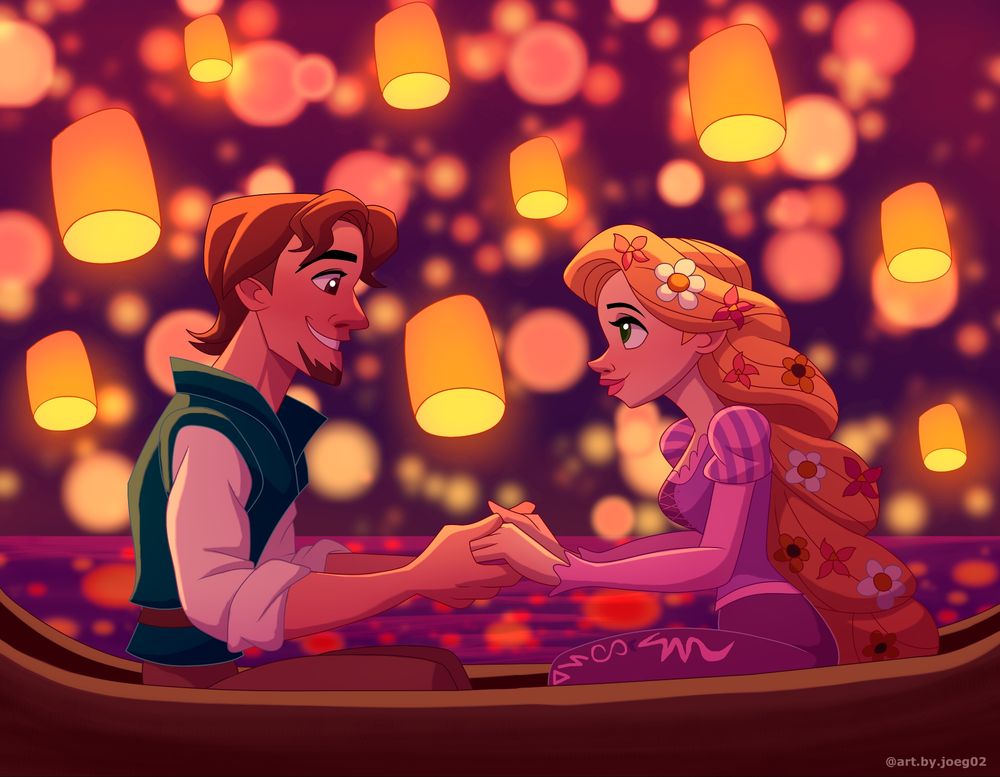 A recreation of the iconic floating lanterns scene from Tangled