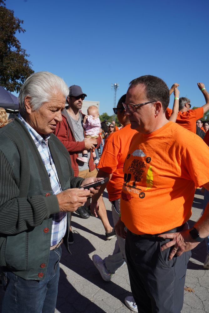 Mike chatting with a local Six Nations member.
