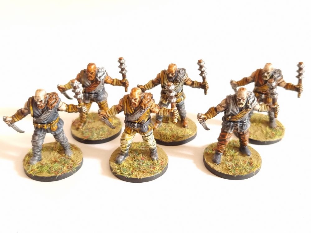 The human ruffians painted in a slap-chop style