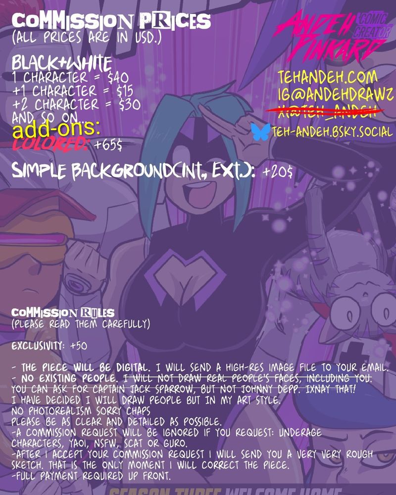 Current art commission Pricelist 