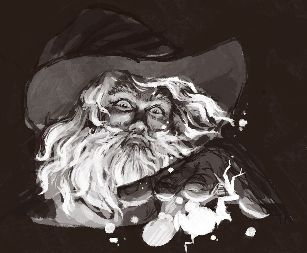 digital art of a wizard making an electric magic orb in his hand