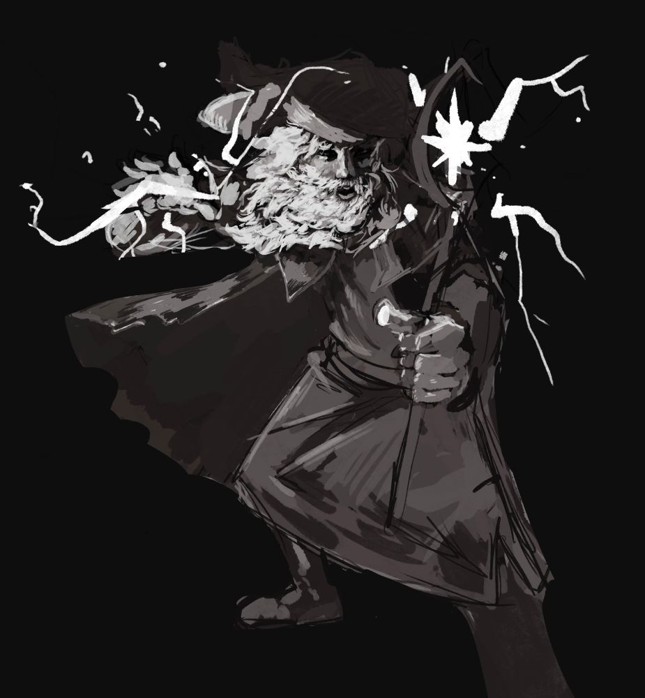 digital art of a wizard doing more zappy magic