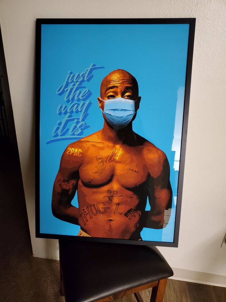 A digital oil painting of Rapper TuPac as wall art.