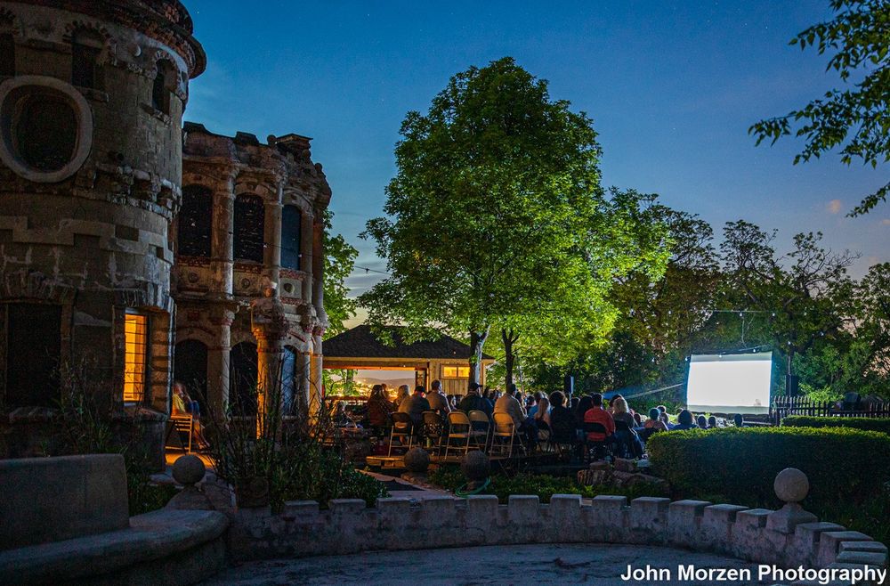 A movie night on Bannerman Island on the Hudson River in New York State. Photo taken by John Morzen.
