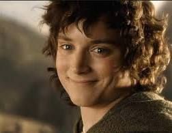 Frodo smiling warmly in the Lord of the Rings movie 