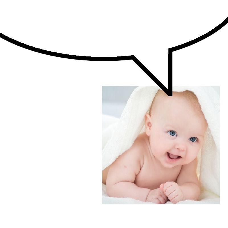 a picture of a baby with a speech bubble over its head, which would indicate that it's saying the post but it doesn't in this scenario