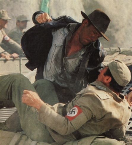 Indiana Jones punching a nazi
