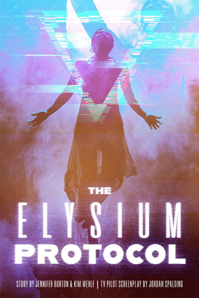 The Elysium Protocol
"A digital woman floating in the aether rises through glitching skies in a semblance of ascension, but with foreboding darkness around her representing the tumult she brings with her"