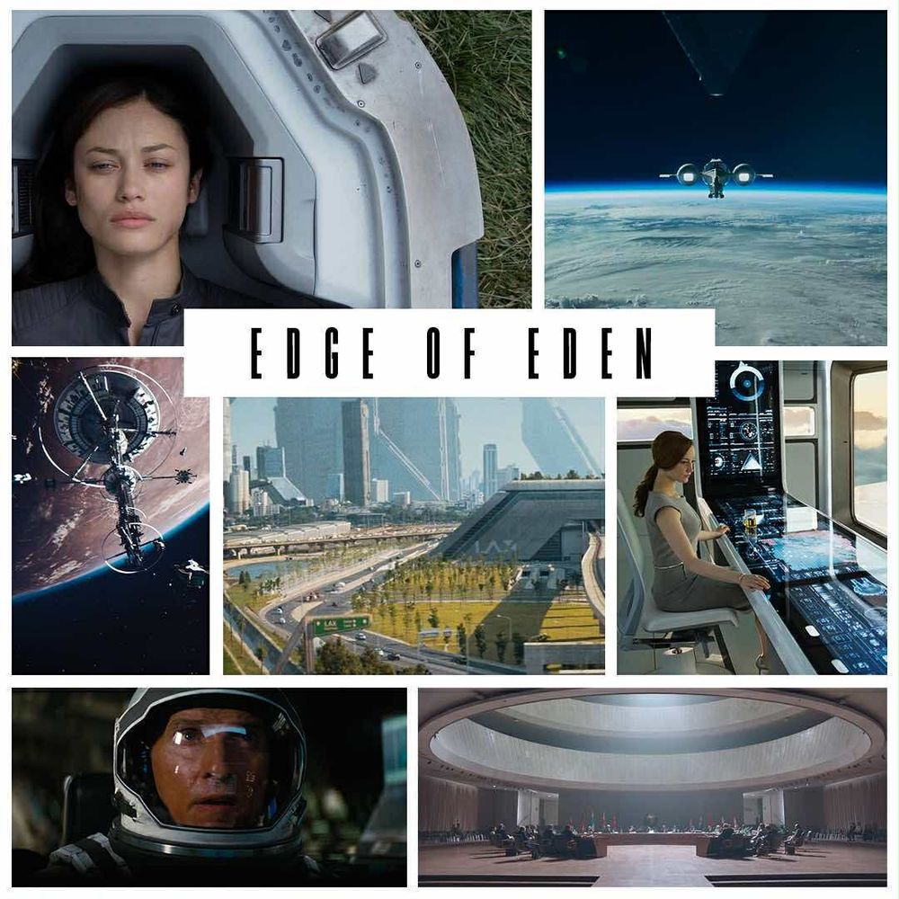 Edge of Eden mood board:
A woman waking up in some kind of pod
A small ship high in orbit (oblivion)
A large orbital platform above a gas giant (beyond the Aquila rift)
A vast futuristic cityscape (the creator)
A clean control center with a woman (oblivion)
An advanced astronaut (interstellar)
A large forum (Star Wars)