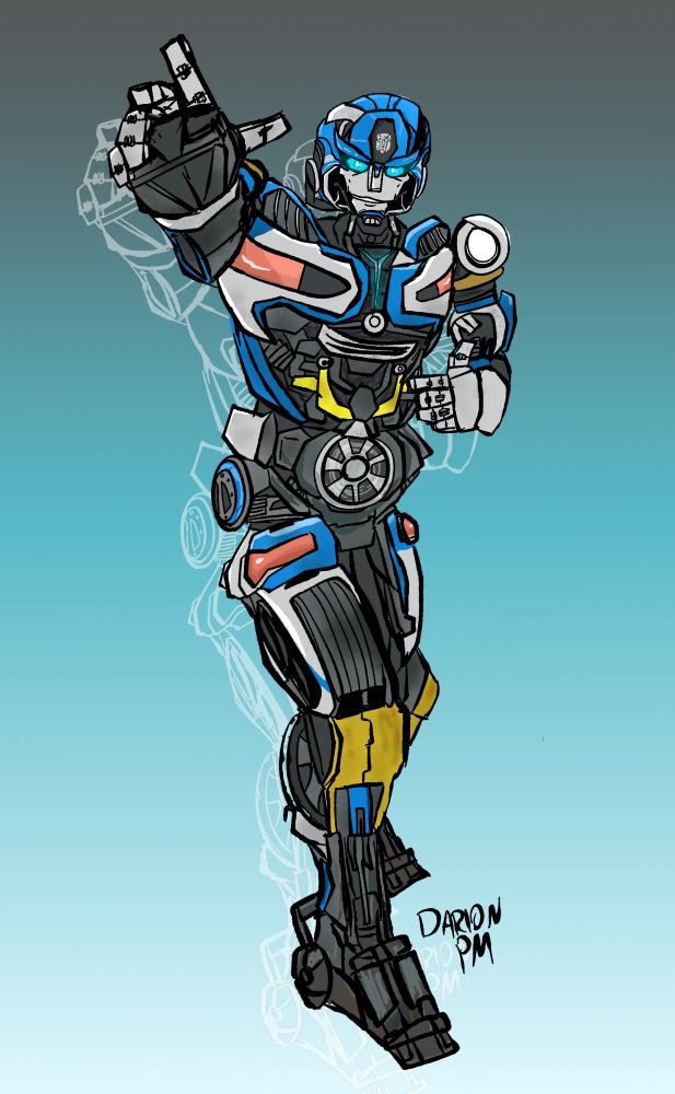 Mirage from transformers Rise of the Beasts doing an action pose