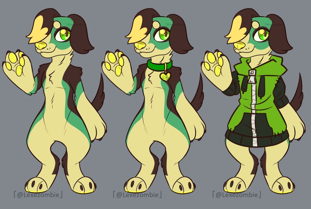 Youtuber/Streamer GirBeagly as an anthro furry dog in a very simple refsheet