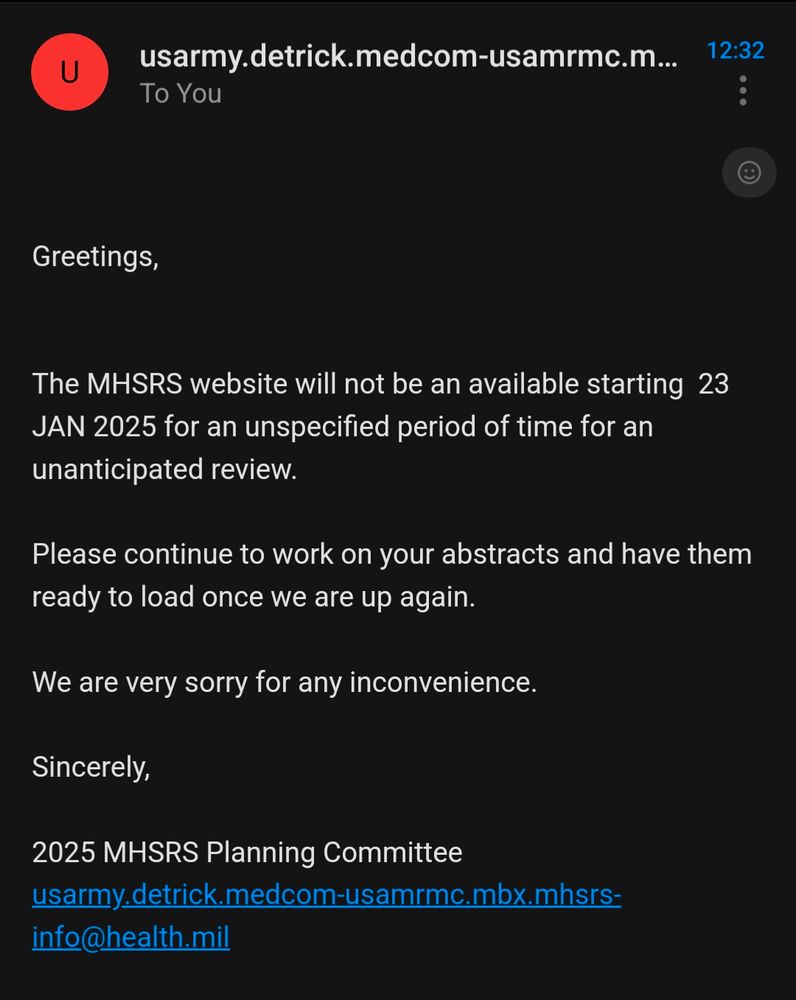 Email messages RE mhsrs scientific meeting. 
