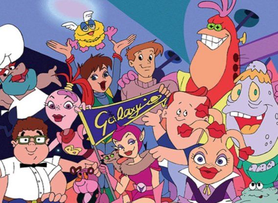 Image shows a group of miscellaneous alien cartoon characters from the tv show Galaxy High School