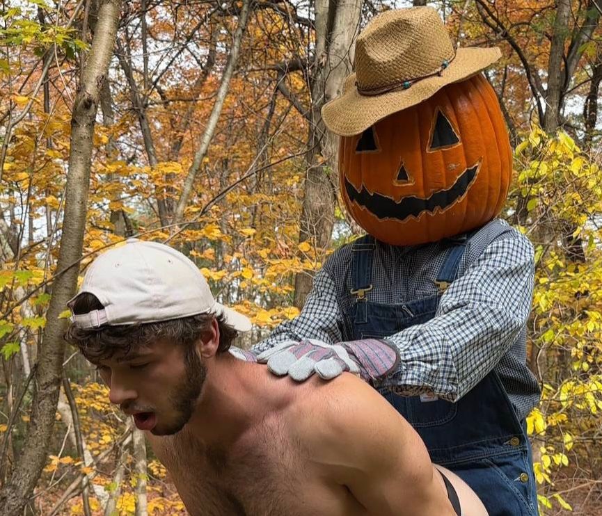 A guy expressing his admiration for pumpkins :)