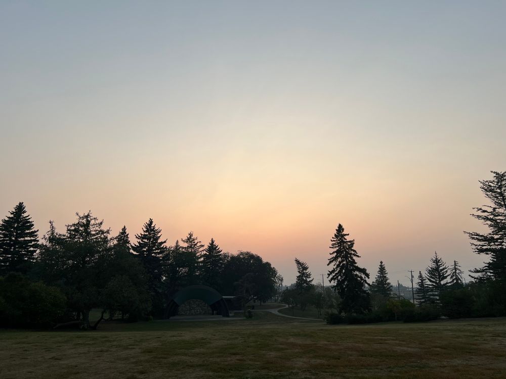 Photo of smoky sunset over Borden park. 