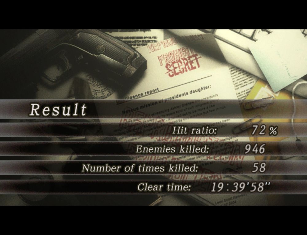 re4 finish screen
