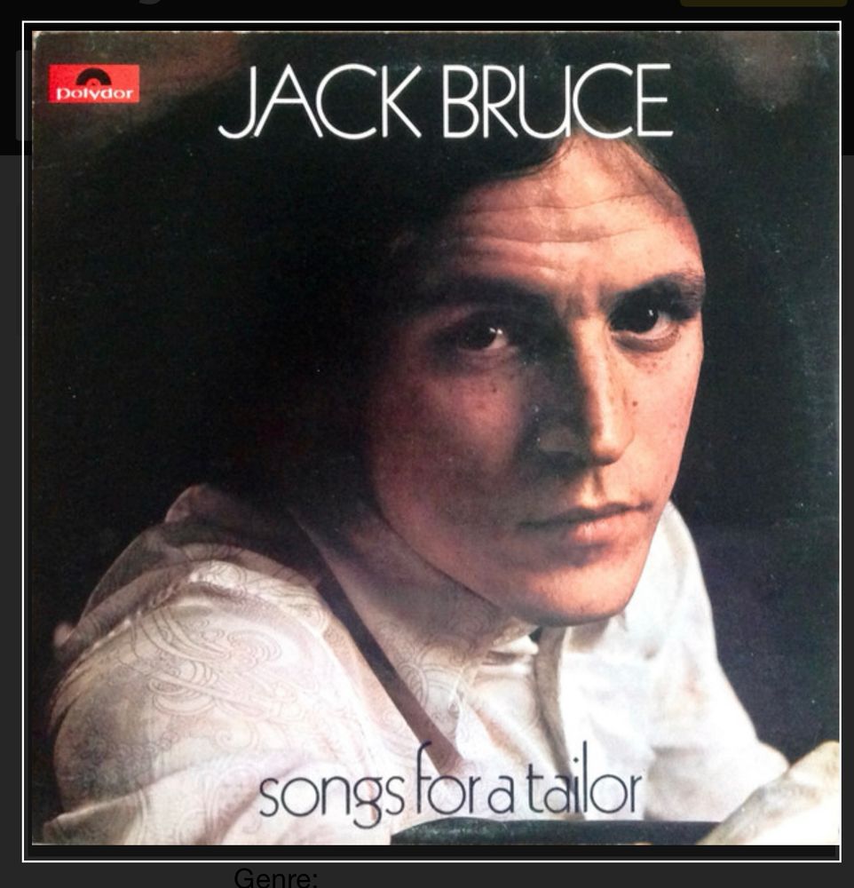Cover of Jack Bruce: Songs for a Tailor