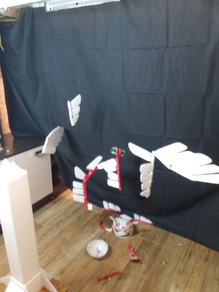 The remains of an owl after if fell apart - looks like a total car crash, it took half an hour to reassamble...