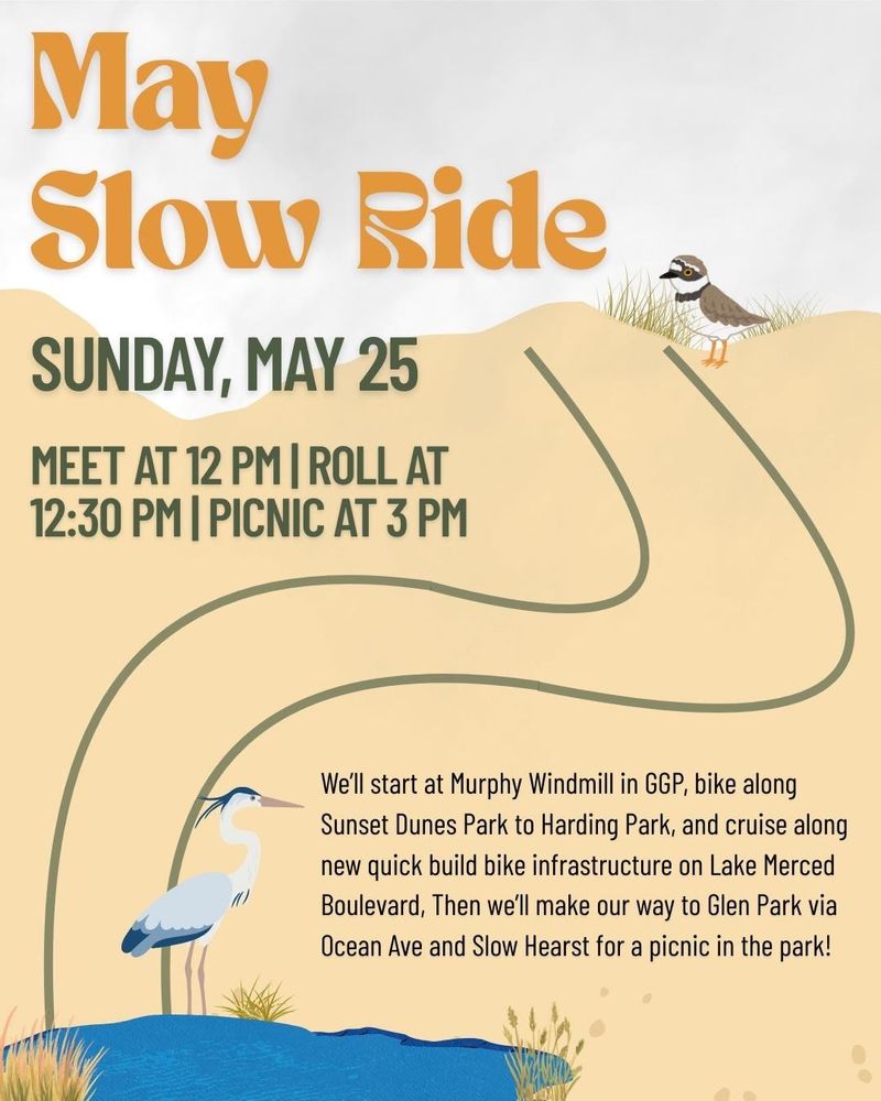 May Slow Ride


May 25th

Meet at 12pm

Roll at 12:30pm

Start at Murphy Windmill in GGP, Picnic in Glen Park at 3pm