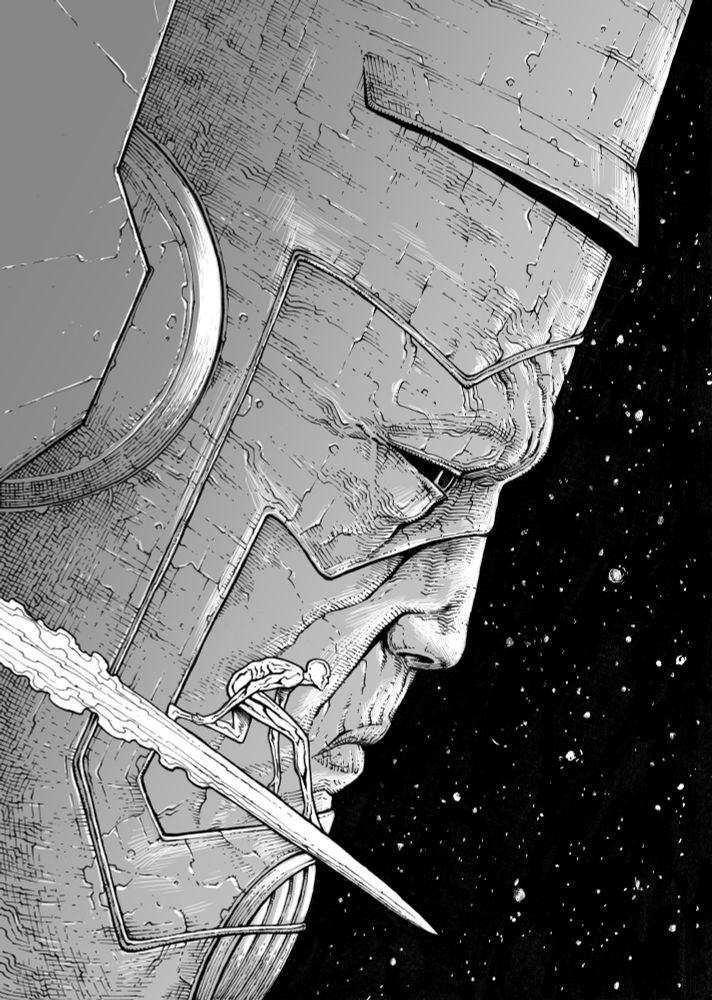 Silver Surfer and Galactus illustration

