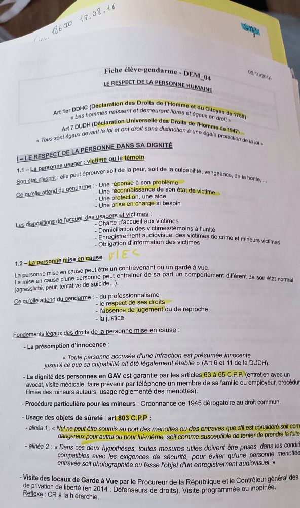 Cours d'école de sous officier de gendarmerie 