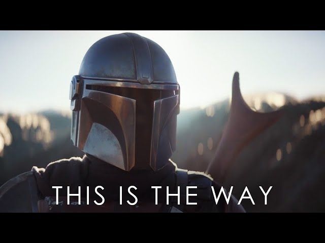 picture of the Mandalorian with the text 
