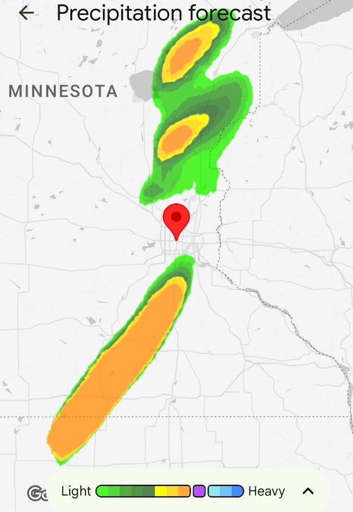 Radar image of storms passing by MSP 