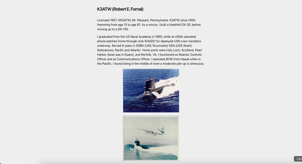 K3ATW Robert E Fornal portfolio page.