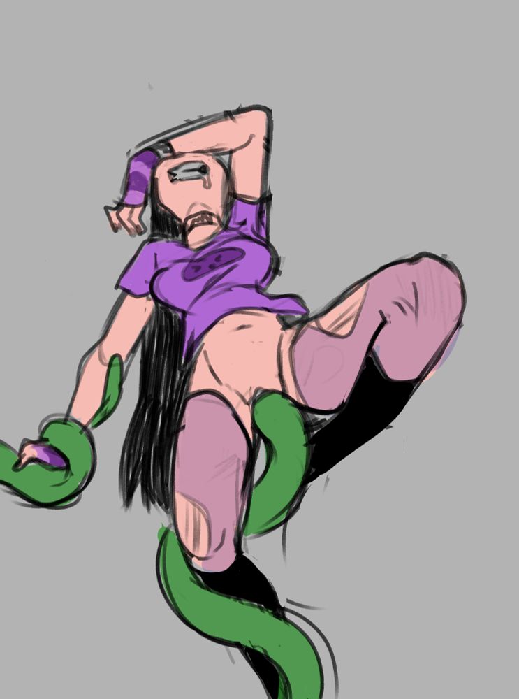 Drawing of a Goth women getting fucked by tentacles. The drawing is sloppy but drawn with pure raw emotion.