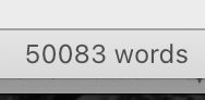 A screenshot from MS Word showing a document word count sitting at 50,083.