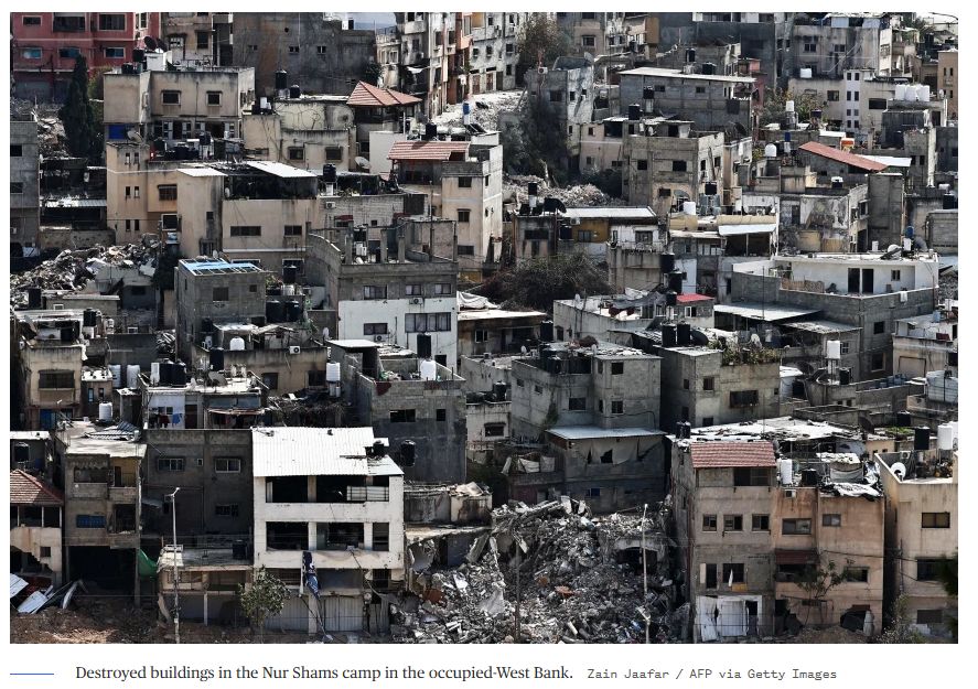 Destroyed buildings in the Nur Shams camp in the occupied-West Bank

.Zain Jaafar / AFP via Getty Images