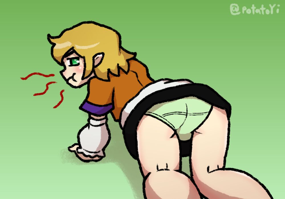 Touhou Parsee Mizuhashi looking annoyed while she's on fours with her butt facing the viewer, showing green panties